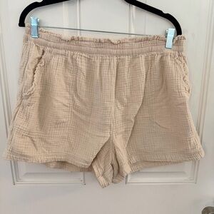 Aerie Shorts XL | Cream Gauzy High Waisted Cotton